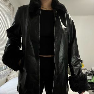 Faux leather coat